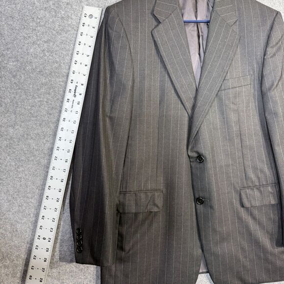 Loro Piana Hickey Freeman Mens Suit Coat Gray Pin Stripe Size 42R - Picture 12 of 14